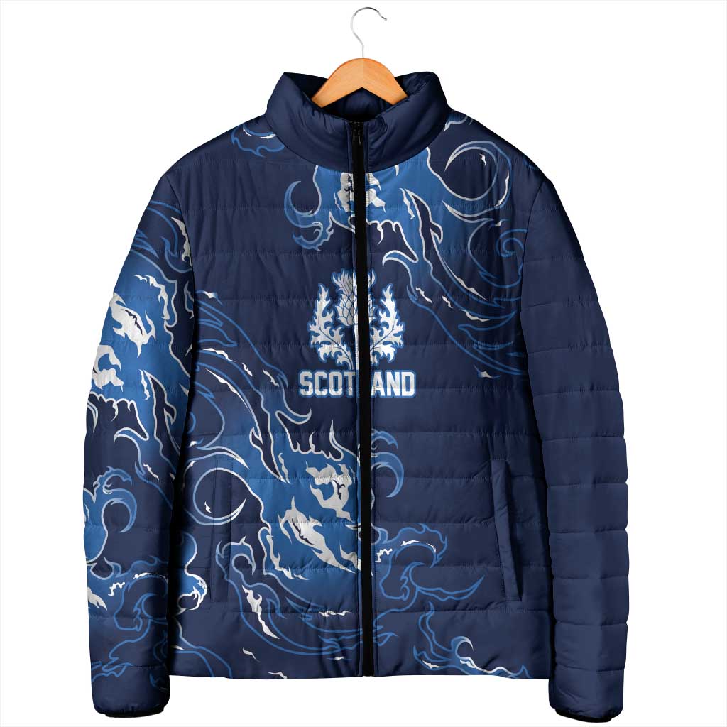 Custom Scotland Rugby Pride Padded Jacket Thistle Flame Fire Style