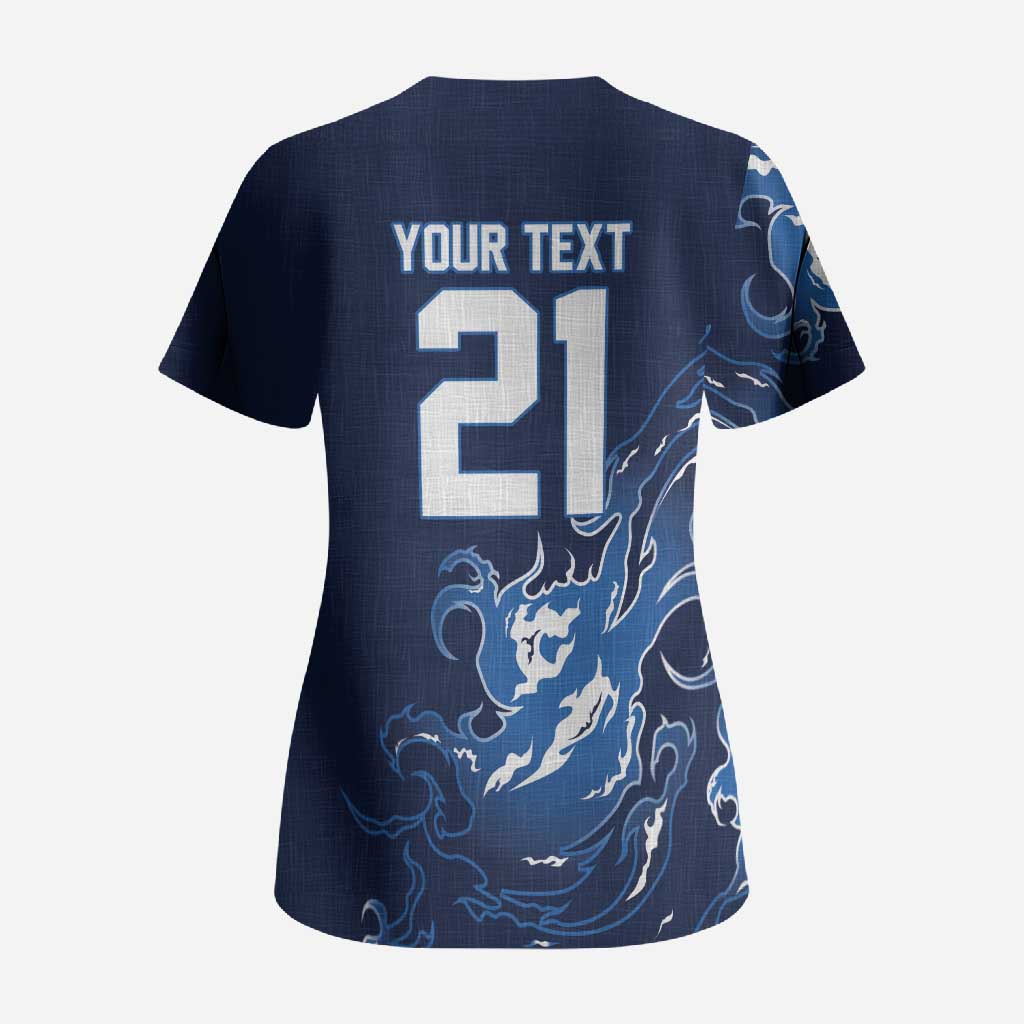 Custom Scotland Rugby Pride Scrub Top Thistle Flame Fire Style
