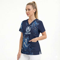 Custom Scotland Rugby Pride Scrub Top Thistle Flame Fire Style