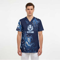 Custom Scotland Rugby Pride Scrub Top Thistle Flame Fire Style