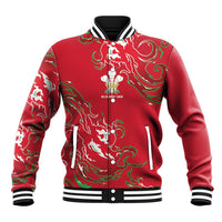 Custom Wales Rugby Pride Baseball Jacket Cymru Three feathers Flame Fire Style