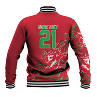 Custom Wales Rugby Pride Baseball Jacket Cymru Three feathers Flame Fire Style