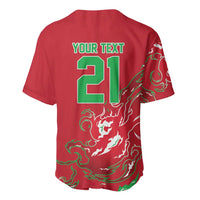 Custom Wales Rugby Pride Baseball Jersey Cymru Three feathers Flame Fire Style