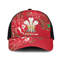 Wales Rugby Pride Baseball Net Cap Cymru Three feathers Flame Fire Style