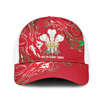 Wales Rugby Pride Baseball Net Cap Cymru Three feathers Flame Fire Style