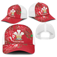 Wales Rugby Pride Baseball Net Cap Cymru Three feathers Flame Fire Style