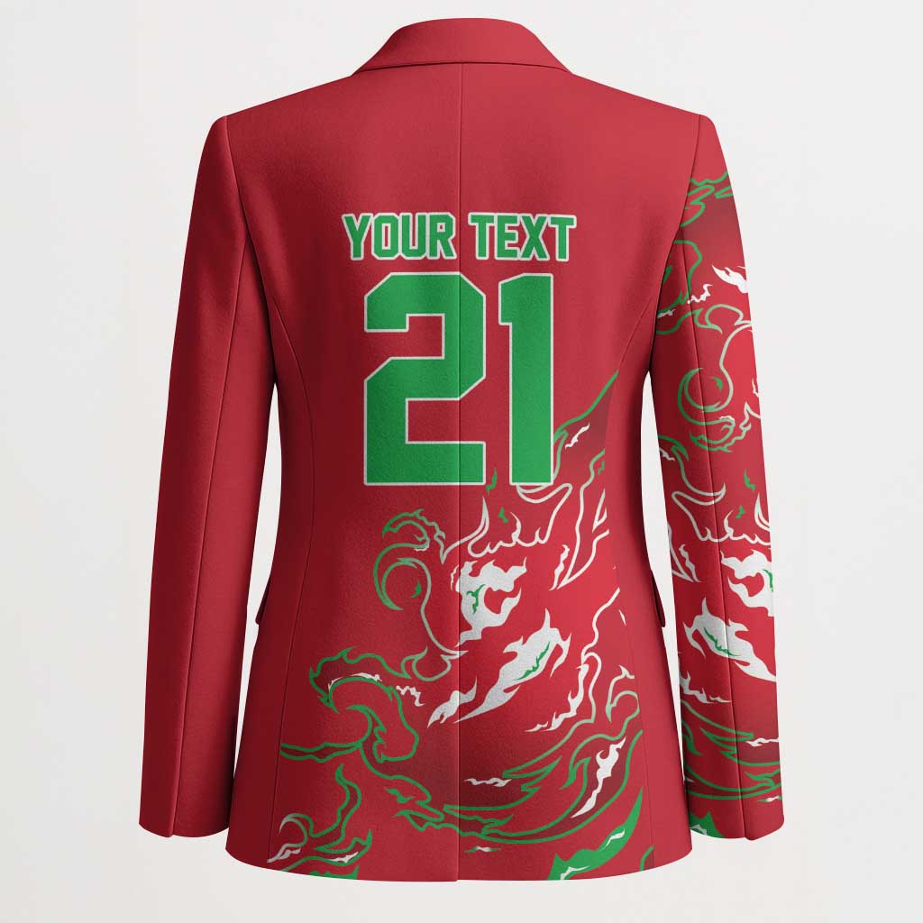 Custom Wales Rugby Pride Blazer Cymru Three feathers Flame Fire Style