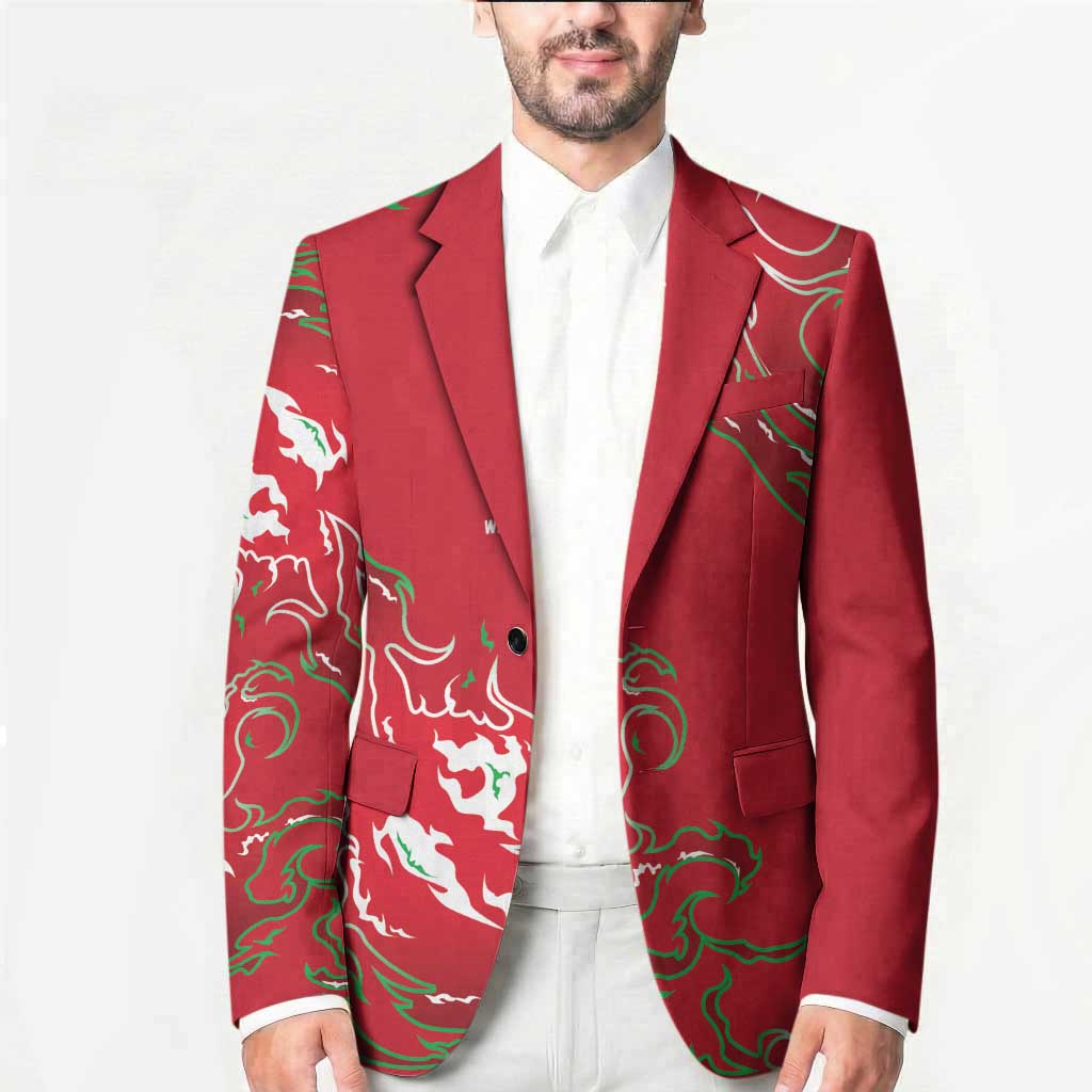 Custom Wales Rugby Pride Blazer Cymru Three feathers Flame Fire Style