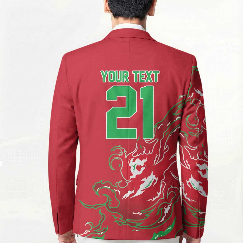 Custom Wales Rugby Pride Blazer Cymru Three feathers Flame Fire Style