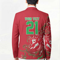Custom Wales Rugby Pride Blazer Cymru Three feathers Flame Fire Style