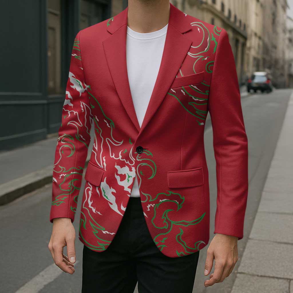 Custom Wales Rugby Pride Blazer Cymru Three feathers Flame Fire Style