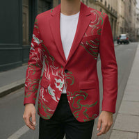 Custom Wales Rugby Pride Blazer Cymru Three feathers Flame Fire Style