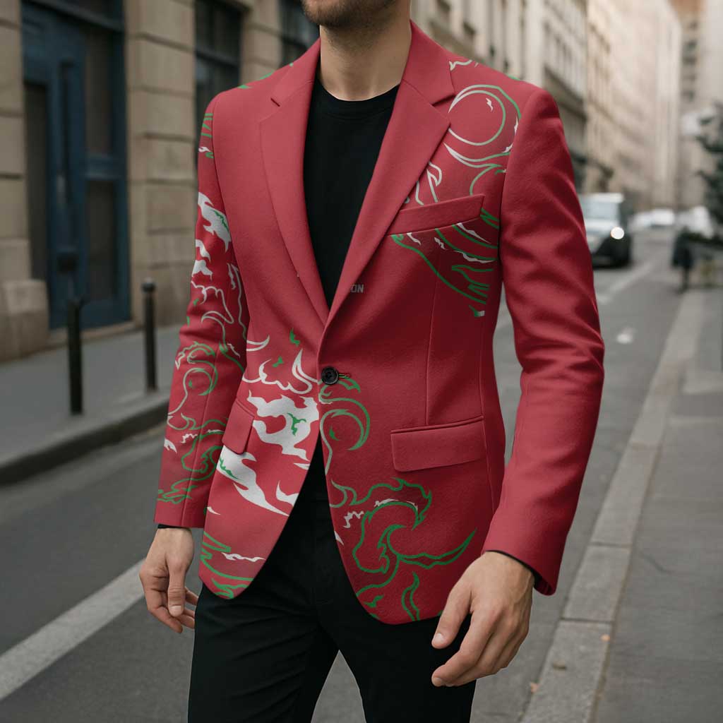 Custom Wales Rugby Pride Blazer Cymru Three feathers Flame Fire Style