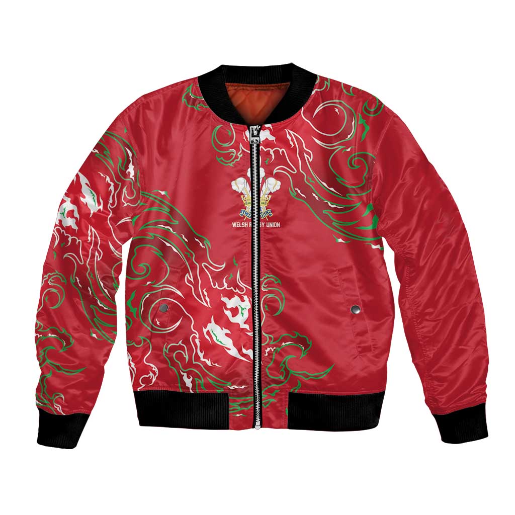 Custom Wales Rugby Pride Bomber Jacket Cymru Three feathers Flame Fire Style