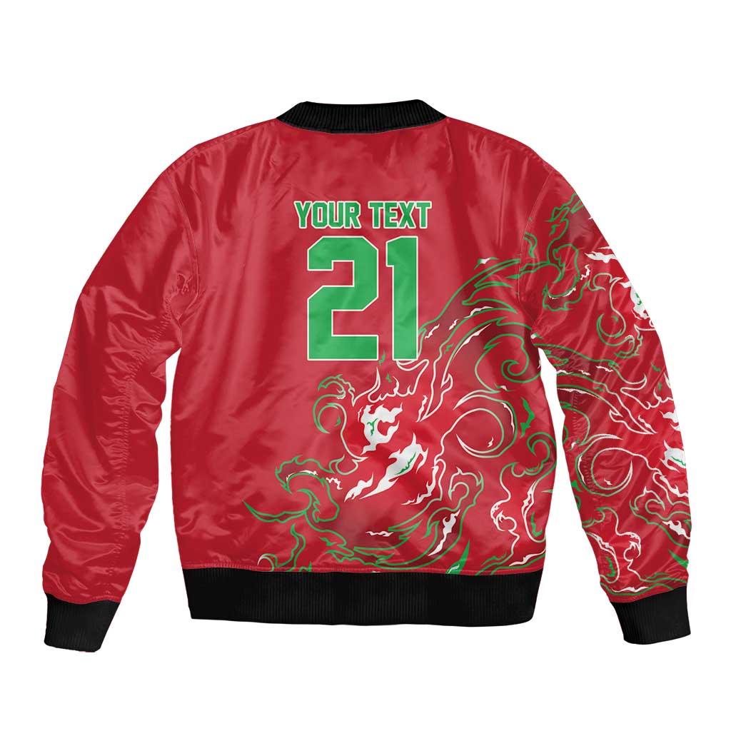 Custom Wales Rugby Pride Bomber Jacket Cymru Three feathers Flame Fire Style