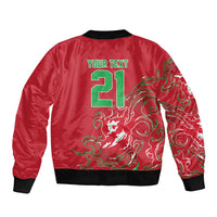 Custom Wales Rugby Pride Bomber Jacket Cymru Three feathers Flame Fire Style