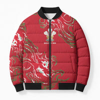 Custom Wales Rugby Pride Bomber Puffer Jacket Cymru Three feathers Flame Fire Style
