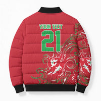 Custom Wales Rugby Pride Bomber Puffer Jacket Cymru Three feathers Flame Fire Style