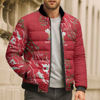Custom Wales Rugby Pride Bomber Puffer Jacket Cymru Three feathers Flame Fire Style