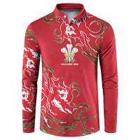 Custom Wales Rugby Pride Button Sweatshirt Cymru Three feathers Flame Fire Style