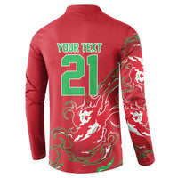 Custom Wales Rugby Pride Button Sweatshirt Cymru Three feathers Flame Fire Style