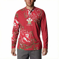 Custom Wales Rugby Pride Button Sweatshirt Cymru Three feathers Flame Fire Style