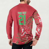 Custom Wales Rugby Pride Button Sweatshirt Cymru Three feathers Flame Fire Style