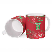 Custom Wales Rugby Pride Ceramic Mug Cymru Three feathers Flame Fire Style