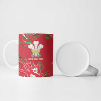 Custom Wales Rugby Pride Ceramic Mug Cymru Three feathers Flame Fire Style