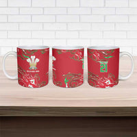 Custom Wales Rugby Pride Ceramic Mug Cymru Three feathers Flame Fire Style