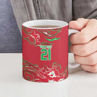 Custom Wales Rugby Pride Ceramic Mug Cymru Three feathers Flame Fire Style