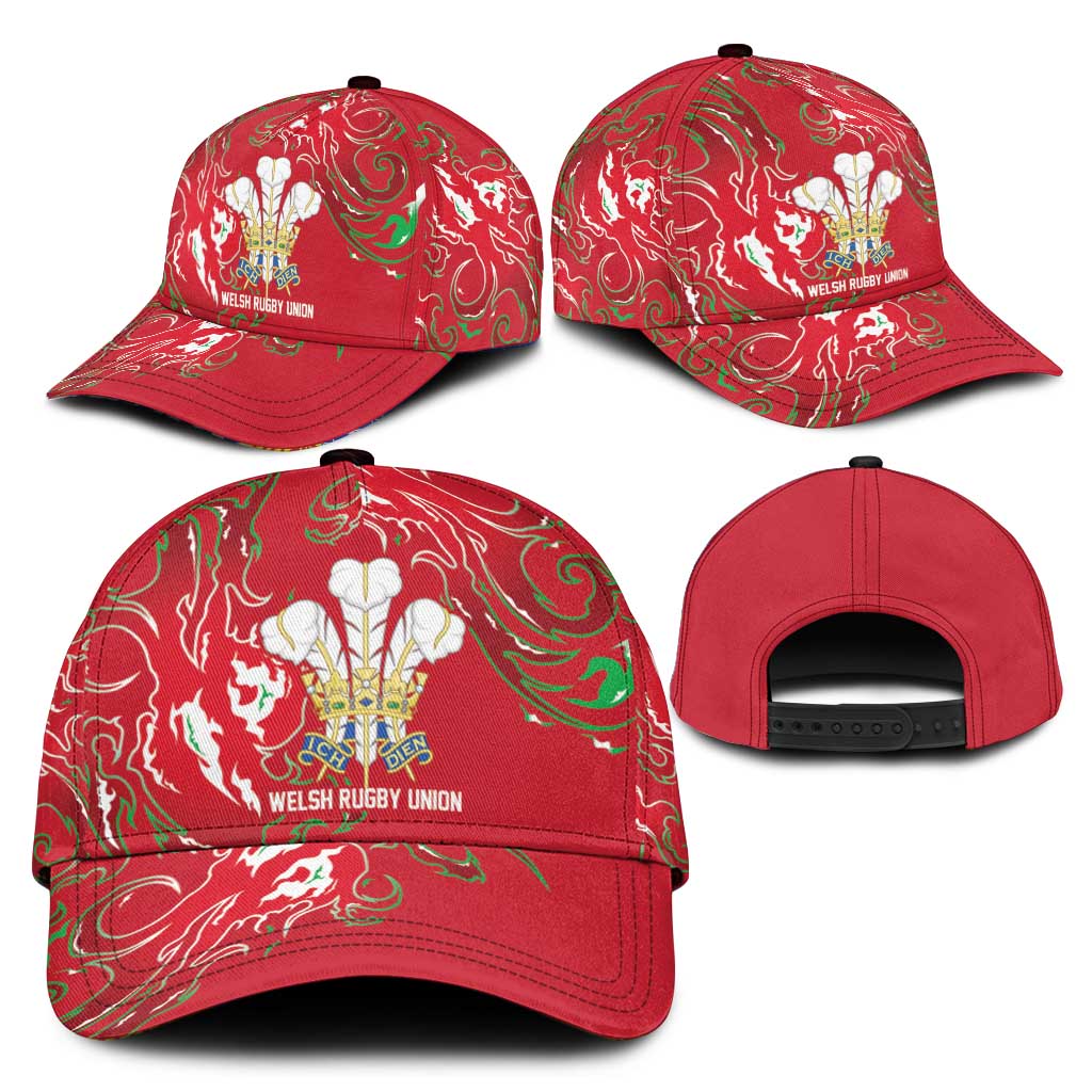 Wales Rugby Pride Classic Cap Cymru Three feathers Flame Fire Style