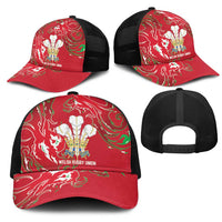 Wales Rugby Pride Mesh Trucker Cap Cymru Three feathers Flame Fire Style