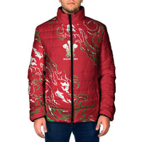 Custom Wales Rugby Pride Padded Jacket Cymru Three feathers Flame Fire Style