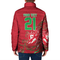 Custom Wales Rugby Pride Padded Jacket Cymru Three feathers Flame Fire Style