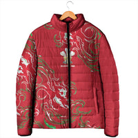 Custom Wales Rugby Pride Padded Jacket Cymru Three feathers Flame Fire Style