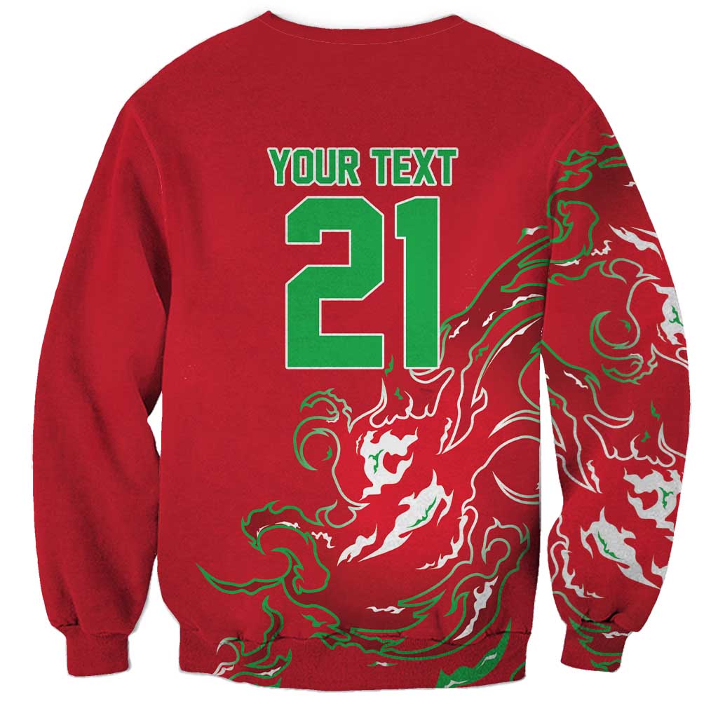 Custom Wales Rugby Pride Sweatshirt Cymru Three feathers Flame Fire Style