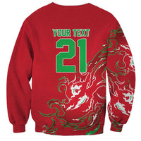 Custom Wales Rugby Pride Sweatshirt Cymru Three feathers Flame Fire Style