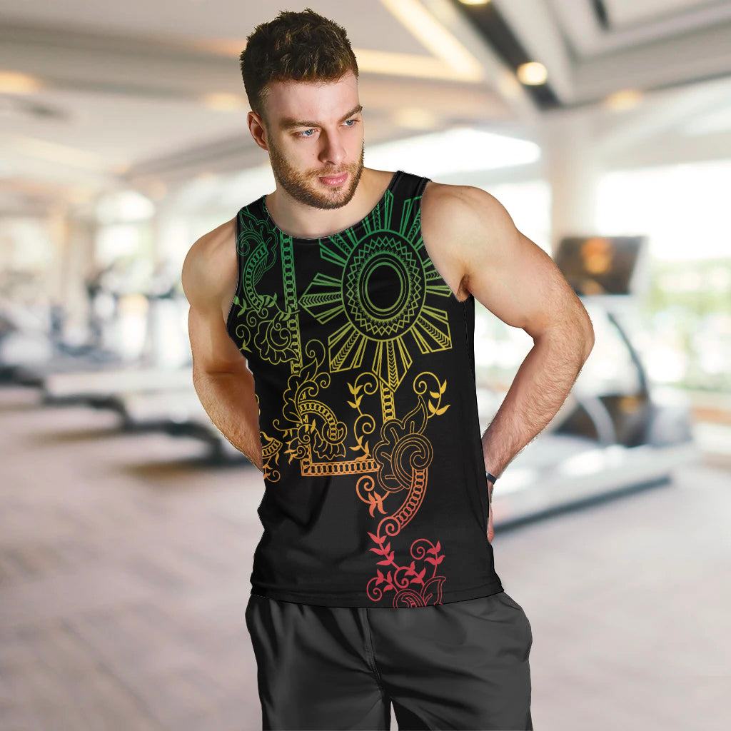 Filipino Sun Tribal Tattoo Men Tank Top Philippines Inspired Barong Reggae Art - Wonder Print Shop