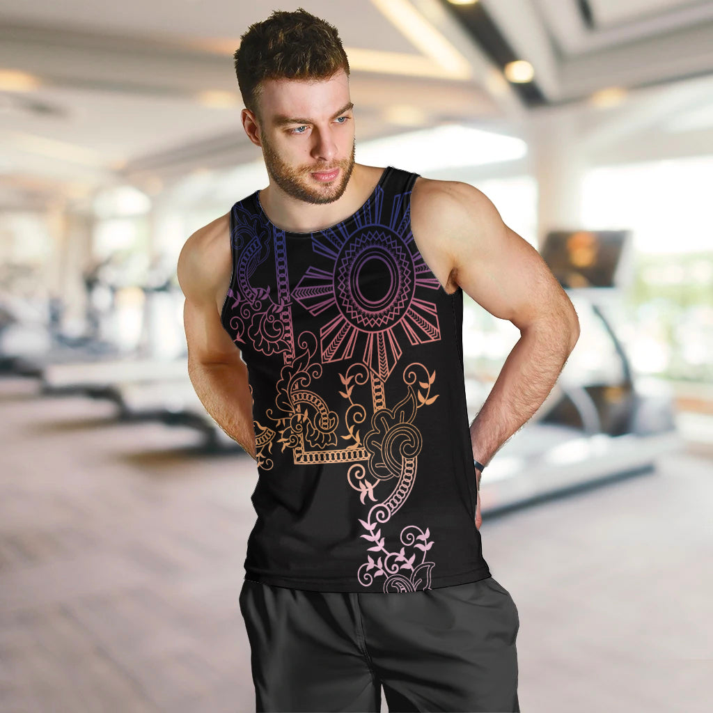 Filipino Sun Tribal Tattoo Men Tank Top Philippines Inspired Barong Pink Art - Wonder Print Shop