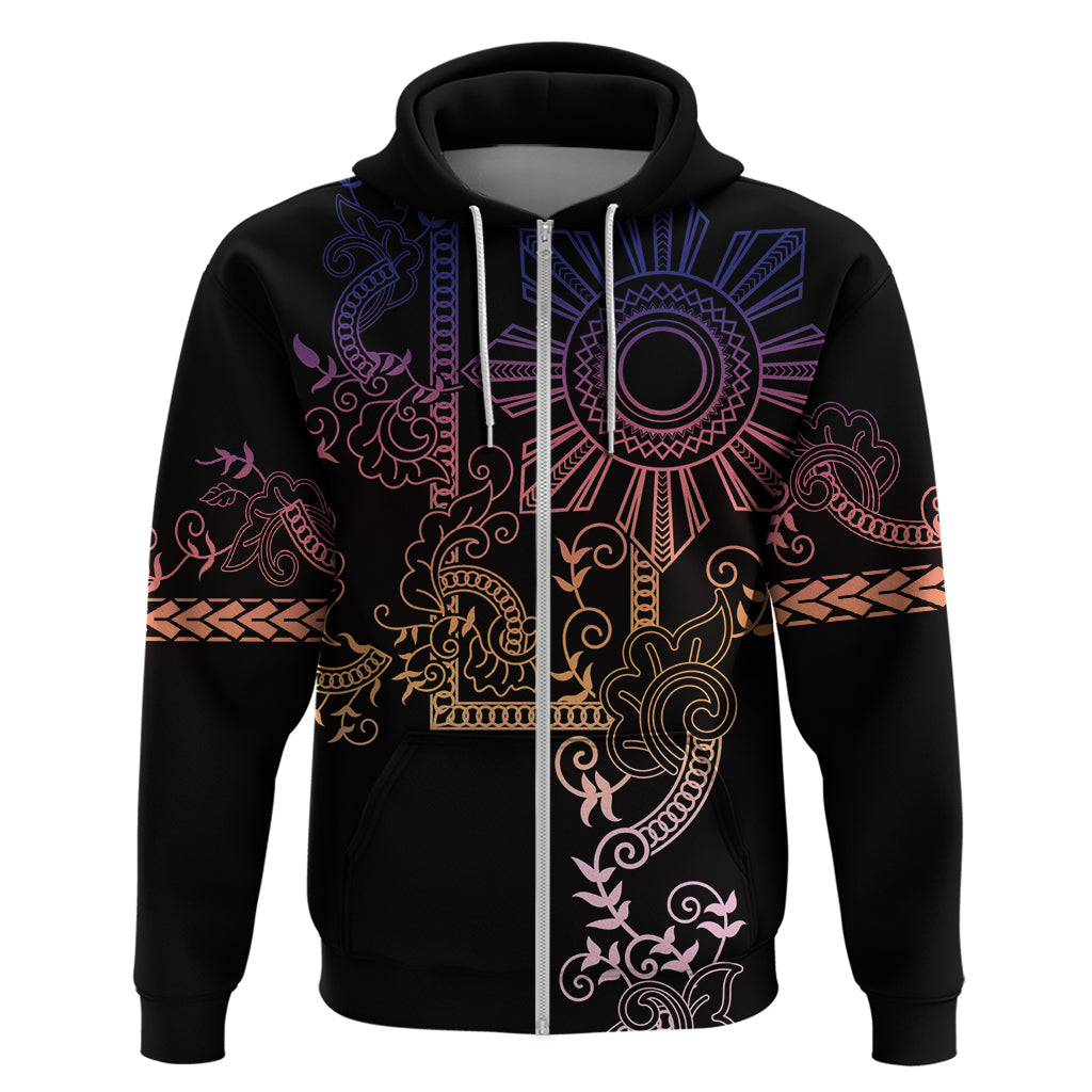 Filipino Sun Tribal Tattoo Zip Hoodie Philippines Inspired Barong Pink Art - Wonder Print Shop