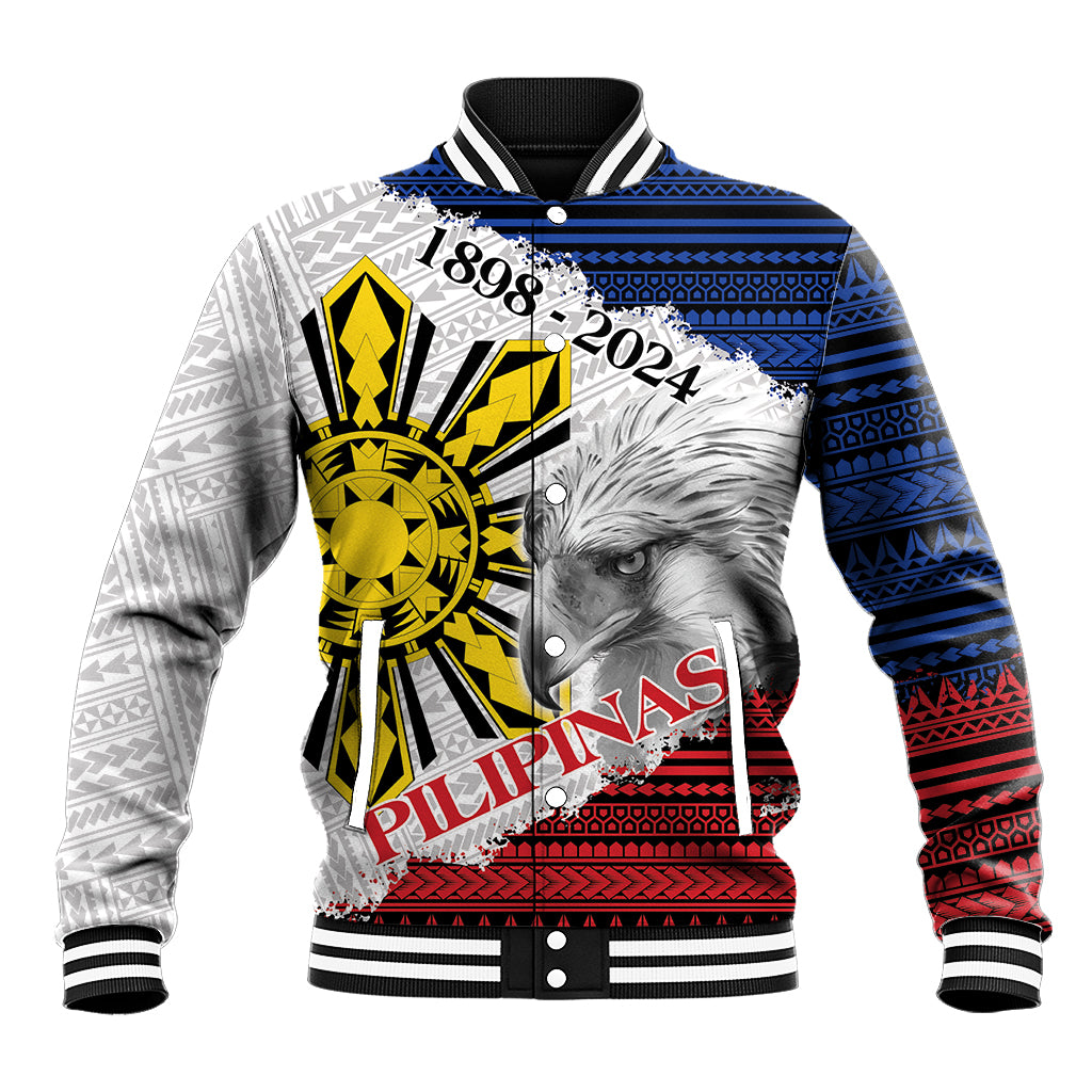 Unisex multicolor baseball jacket with bold front emblem and animal face graphic