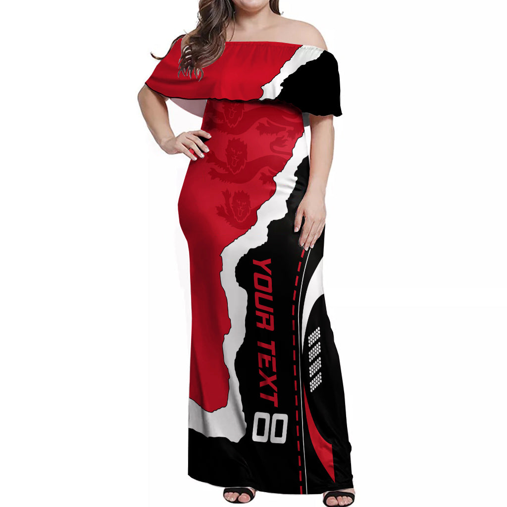 Custom England Off Shoulder Maxi Dress The Three Lions Football Go Champions Red - Wonder Print Shop