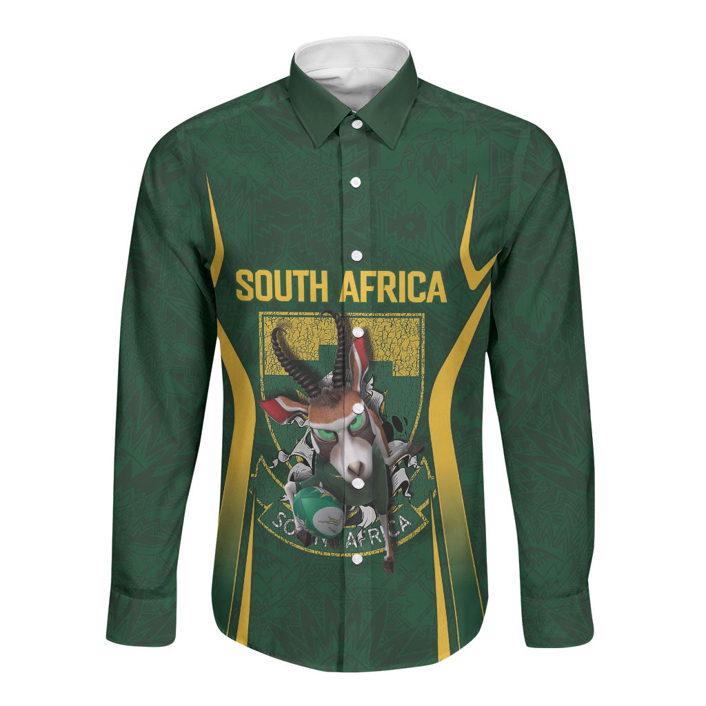 South Africa Rugby National Heritage Custom Long Sleeve Button Shirt Traditional Ndebele Inspired