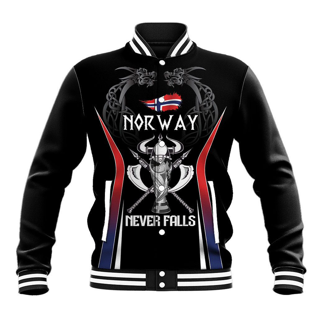 Custom Norway Viking Heritage Baseball Jacket Norge Never Falls Quarterfinal Edition