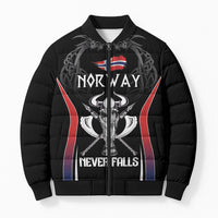 Custom Norway Viking Heritage Bomber Puffer Jacket Norge Never Falls Quarterfinal Edition