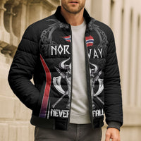 Custom Norway Viking Heritage Bomber Puffer Jacket Norge Never Falls Quarterfinal Edition