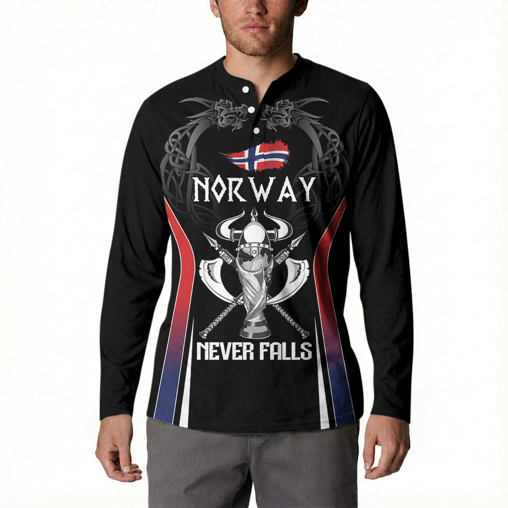 Custom Norway Viking Heritage Button Sweatshirt Norge Never Falls Quarterfinal Edition