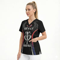 Custom Norway Viking Heritage Scrub Top Norge Never Falls Quarterfinal Edition