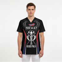 Custom Norway Viking Heritage Scrub Top Norge Never Falls Quarterfinal Edition